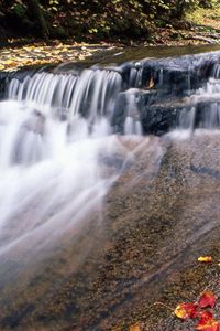 Preview wallpaper river, mountain, water, stream, leaves, autumn