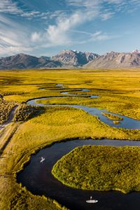 Preview wallpaper river, mountains, aerial view, winding, landscape