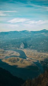 Preview wallpaper river, mountains, aerial view, valley, landscape