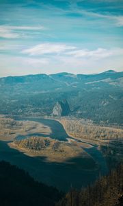 Preview wallpaper river, mountains, aerial view, valley, landscape