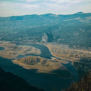 Preview wallpaper river, mountains, aerial view, valley, landscape