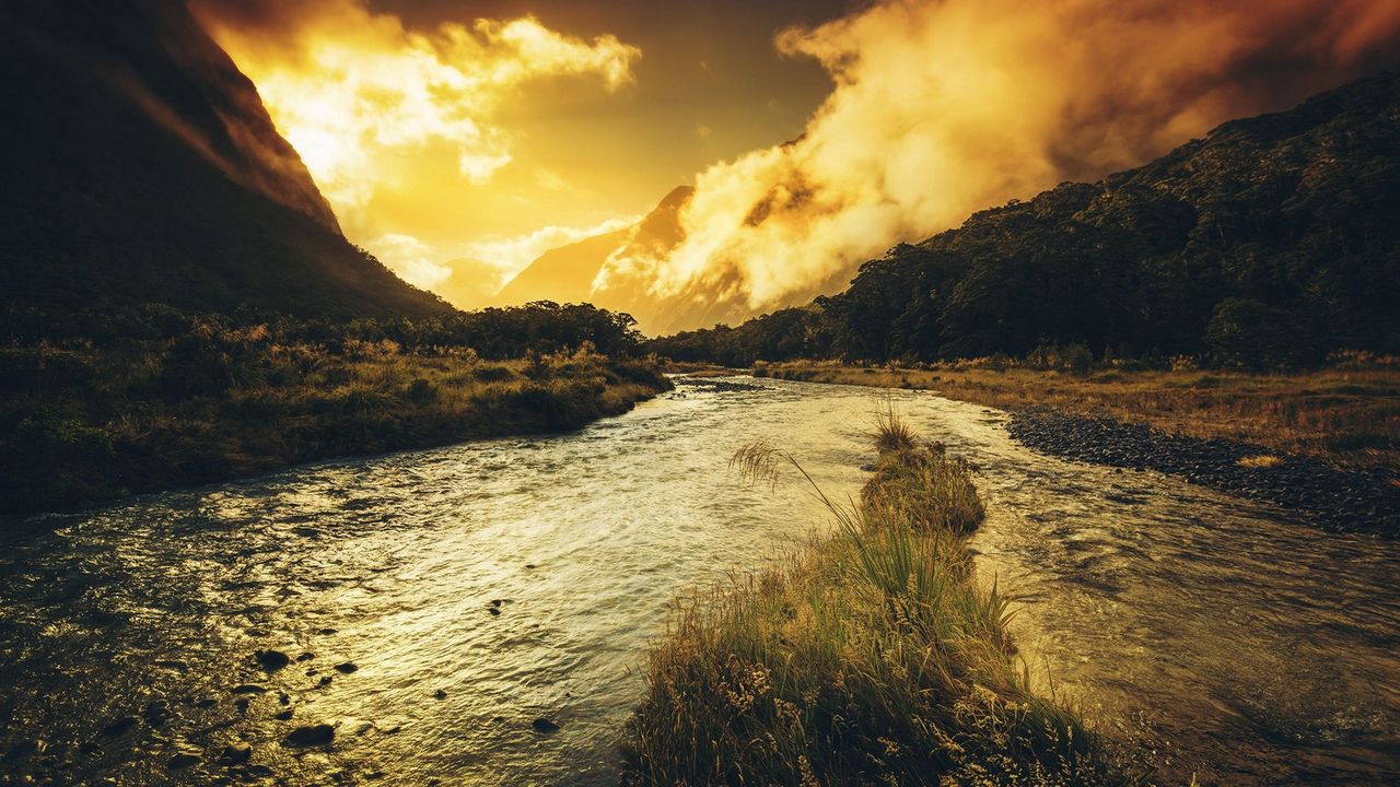 Wallpaper river, mountains, beautifully