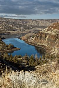 Preview wallpaper river, mountains, canyon, clouds, landscape