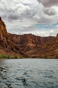 Preview wallpaper river, mountains, canyon, clouds