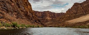 Preview wallpaper river, mountains, canyon, clouds