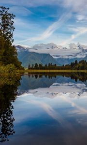 Preview wallpaper river, mountains, forest, reflection