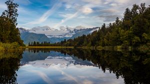 Preview wallpaper river, mountains, forest, reflection