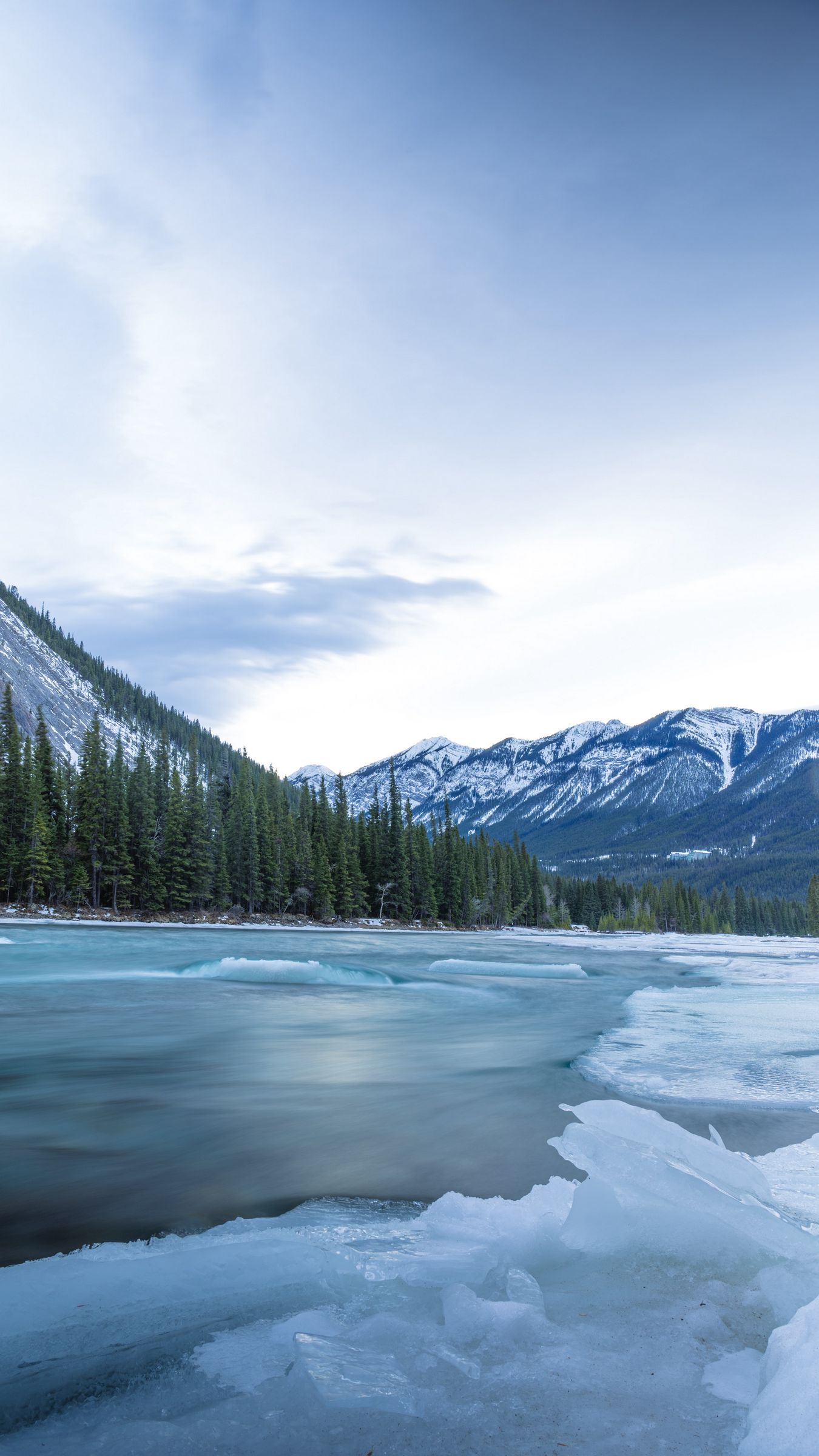 Download wallpaper 1350x2400 river, mountains, ice, winter, landscape ...