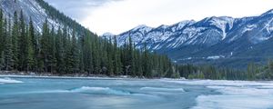 Preview wallpaper river, mountains, ice, winter, landscape
