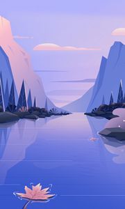 Preview wallpaper river, mountains, landscape, nature, art