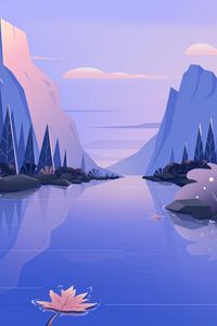 Preview wallpaper river, mountains, landscape, nature, art