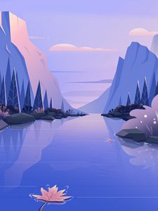 Preview wallpaper river, mountains, landscape, nature, art