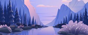 Preview wallpaper river, mountains, landscape, nature, art