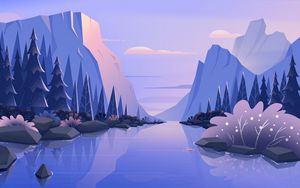 Preview wallpaper river, mountains, landscape, nature, art