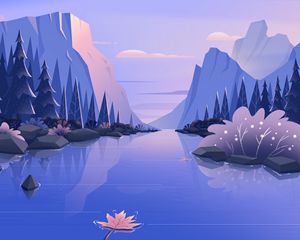 Preview wallpaper river, mountains, landscape, nature, art