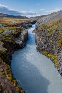 Preview wallpaper river, mountains, rocks, sky, landscape
