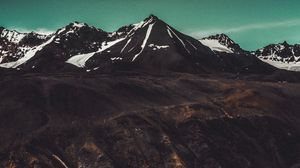 Preview wallpaper river, mountains, rocks, snow, snowy
