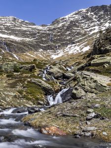 Preview wallpaper river, mountains, slopes, nature