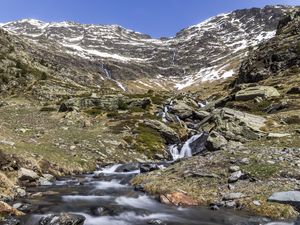 Preview wallpaper river, mountains, slopes, nature