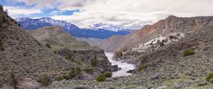 Preview wallpaper river, mountains, stones, landscape, view