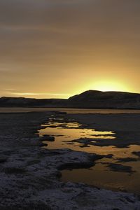 Preview wallpaper river, mountains, sunset, dusk, nature