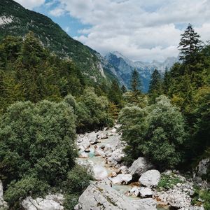 Preview wallpaper river, mountains, trees, landscape