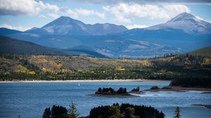 Preview wallpaper river, mountains, trees, islands, nature