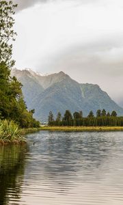 Preview wallpaper river, mountains, trees, nature, landscape