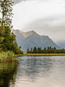 Preview wallpaper river, mountains, trees, nature, landscape