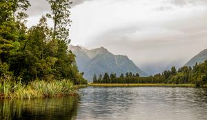 Preview wallpaper river, mountains, trees, nature, landscape