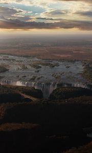 Preview wallpaper river, plain, landscape, waterfall, nature