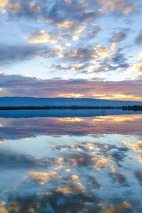 Preview wallpaper river, reflection, sky, clouds, nature