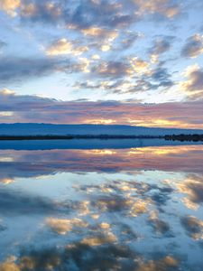 Preview wallpaper river, reflection, sky, clouds, nature