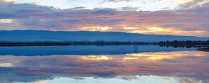 Preview wallpaper river, reflection, sky, clouds, nature