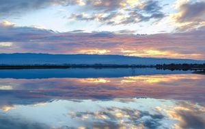 Preview wallpaper river, reflection, sky, clouds, nature