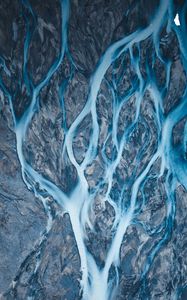 Preview wallpaper river, relief, stream, aerial view