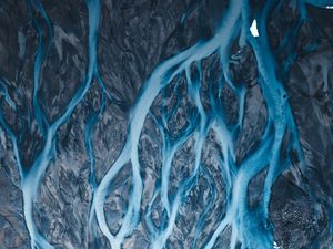 Preview wallpaper river, relief, stream, aerial view