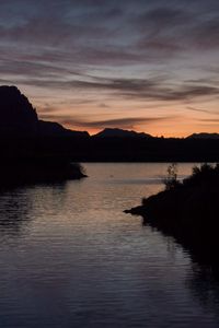 Preview wallpaper river, ripples, silhouettes, sunset