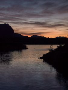 Preview wallpaper river, ripples, silhouettes, sunset