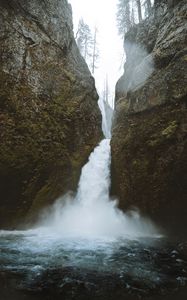 Preview wallpaper river, rock, stream, water, waterfall