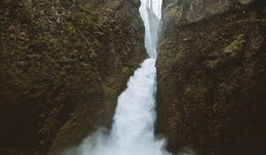 Preview wallpaper river, rock, stream, water, waterfall