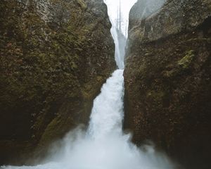 Preview wallpaper river, rock, stream, water, waterfall