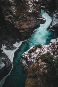 Preview wallpaper river, rocks, aerial view, water, cliff