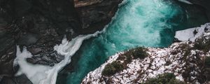 Preview wallpaper river, rocks, aerial view, water, cliff