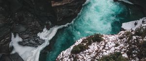 Preview wallpaper river, rocks, aerial view, water, cliff