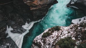 Preview wallpaper river, rocks, aerial view, water, cliff