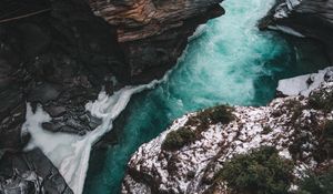 Preview wallpaper river, rocks, aerial view, water, cliff