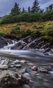 Preview wallpaper river, rocks, flow, water, mountains