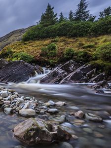 Preview wallpaper river, rocks, flow, water, mountains