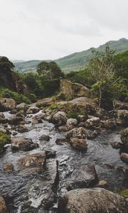 Preview wallpaper river, rocks, flow, mountains